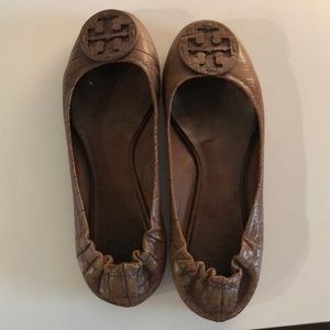 Tory Burch snakeskin brown flats - RARE!